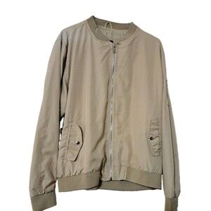 BOOHOO MAN Mens Tan Bomber Jacket XL Fall Winter Casual